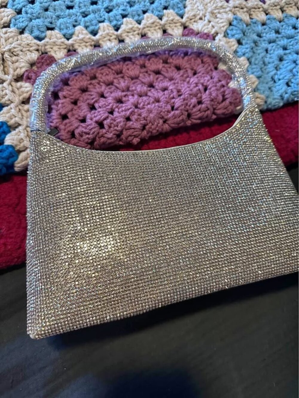 Silver Rhinestone Sparkle Evening Handbag – New